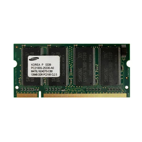 M470L1624DTO-CB0 Samsung 128MB DDR-266MHz PC2100 Non-ECC Unbuffered SODIMM CL2.5 1Rx16 2.5V 200-Pin Memory Module