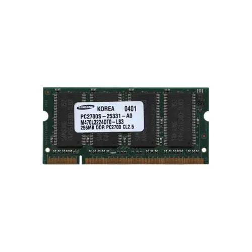M470L3224DT0-LB3 - Samsung 256MB DDR-333MHz PC2700 non-ECC Unbuffered CL2.5 200-Pin SoDimm Memory Module