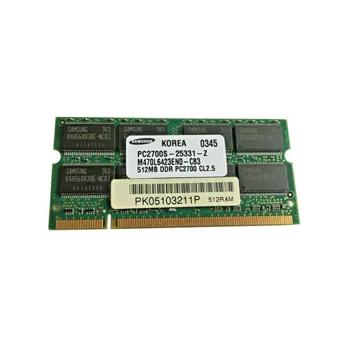 M470L6423ENO-CB3 - Samsung 512MB DDR-333MHz PC2700 non-ECC Unbuffered CL2.5 200-Pin SoDimm Memory Module