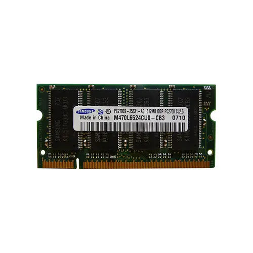 M470L6524CU0-CB3 - Samsung 512MB DDR-333MHz PC2700 Non-ECC Unbuffered CL2.5 200-Pin SODIMM Dual Rank Memory