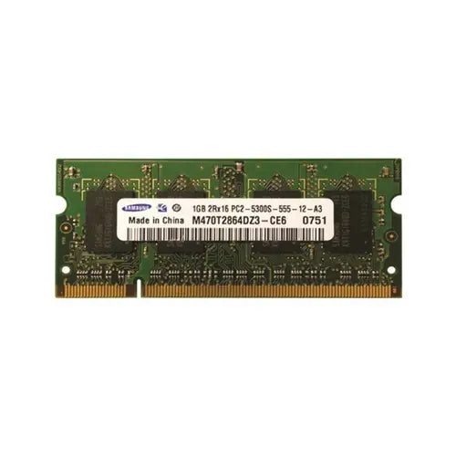 M470T2864DZ3-CE6 - Samsung 1GB DDR2-667MHz PC2-5300 non-ECC Unbuffered CL5 200-Pin SoDimm Dual Rank Memory Module