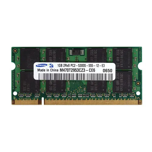M470T2953CZ3-CE6 Samsung 1GB DDR2-667MHz PC2-5300 Non-ECC Unbuffered SODIMM CL5 2Rx8 1.8V 200-Pin Memory Module