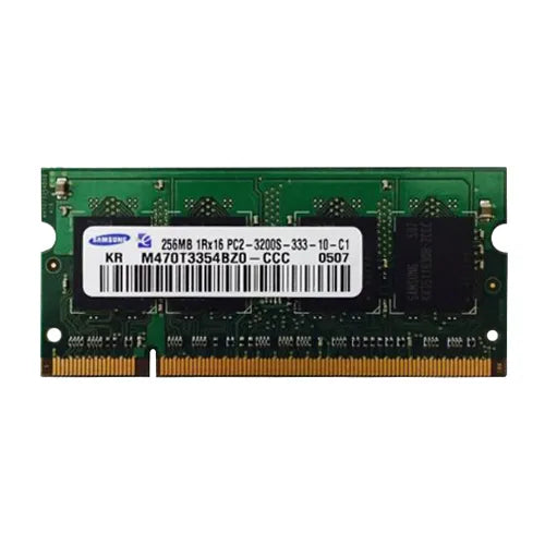 M470T3354BZ0-CCC Samsung 256MB DDR2-400MHz PC2-3200 Non-ECC Unbuffered SODIMM CL3 1Rx16 1.8V 200-Pin Memory Module