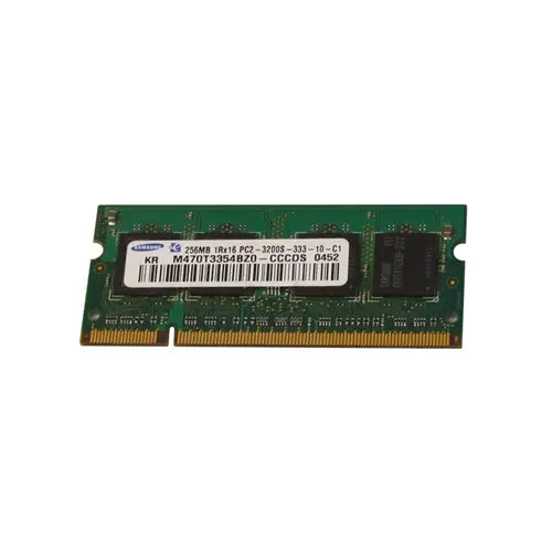 M470T3354BZ0-CCCDS - Samsung 256MB DDR2-400MHz PC2-3200 non-ECC Unbuffered CL3 200-Pin SoDimm Single Rank Memory Module
