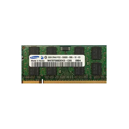 M470T5663EH3-CE6 - Samsung 2GB DDR2-667MHz PC2-5300 non-ECC Unbuffered CL5 200-Pin SoDimm Dual Rank Memory Module