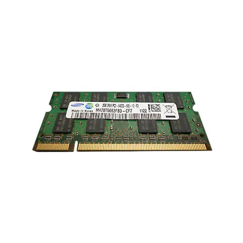 M470T5663FB3-CF7 - Samsung 2GB DDR2-800MHz PC2-6400 non-ECC Unbuffered CL6 200-Pin SoDimm Dual Rank Memory Module