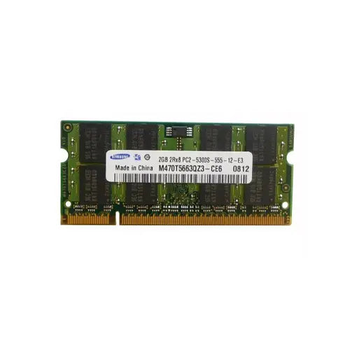M470T5663QZ3-CE6 - Samsung 2GB DDR2-667MHz PC2-5300 non-ECC Unbuffered CL5 200-Pin SoDimm Dual Rank Memory Module