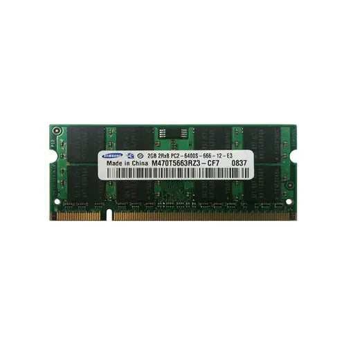 M470T5663RZ3-CF7 - Samsung 2GB DDR2-800MHz PC2-6400 non-ECC Unbuffered CL6 200-Pin SoDimm Dual Rank Memory Module