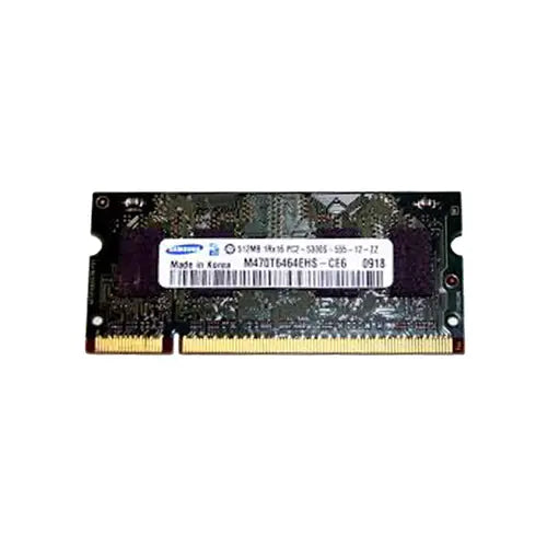 M470T6464EHS-CE6 - Samsung 512MB DDR2-667MHz PC2-5300 non-ECC Unbuffered CL5 200-Pin SoDimm Memory Module