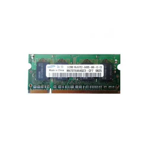 M470T6464QZ3-CF7 - Samsung 512MB DDR2-800MHz PC2-6400 non-ECC Unbuffered CL6 200-Pin SoDimm Single Rank Memory Module