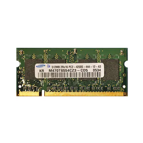 M470T6554CZ3-CD5 - Samsung 512MB DDR2-533MHz PC2-4200 Non-ECC Unbuffered CL4 200-Pin SODIMM Dual Rank Memory