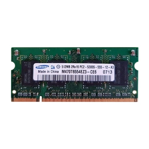 M470T6554EZ3-CE6 Samsung 512MB DDR2-667MHz PC2-5300 Non-ECC Unbuffered SODIMM CL5 2Rx16 1.8V 200-Pin Memory Module