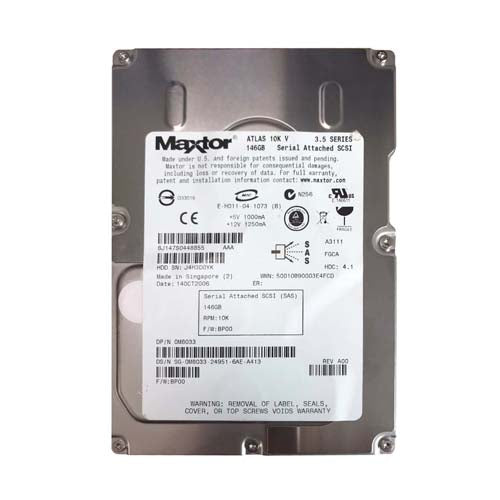 M8033 Dell 146GB 10000RPM SATA 3Gb/s Hot-Pluggable 3.5-Inch Hard Drive with Tray for PowerEdge Servers
