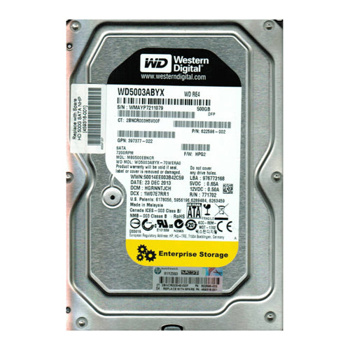 MB0500EBNCR HP 500GB 7200RPM SATA 3Gb/s NCQ Hot-Pluggable 3.5-inch Hard Drive with Tray for Gen1 to Gen7 ProLiant Server