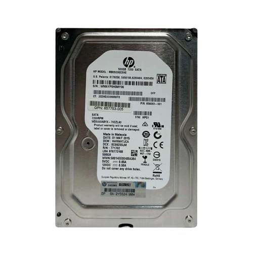 MB0500GCEHE HP 500GB 7200RPM SATA 6Gb/s (512n) LFF Hot-Pluggable 3.5-inch Midline Hard Drive with Smart Carrier for Gen8 to Gen9 ProLiant Server