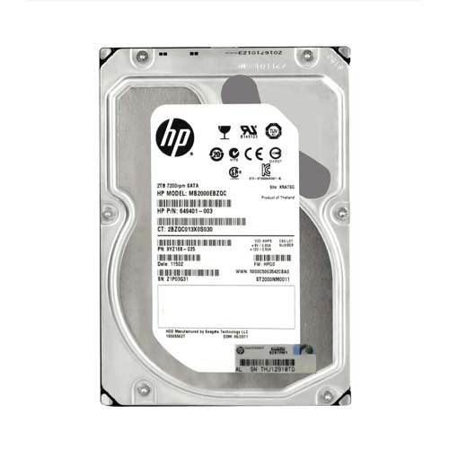 MB2000EBZQC HP 2TB 7200RPM SATA 3Gb/s Hot-Pluggable 3.5-Inch Midline Hard Drive with Tray for ProLiant Servers