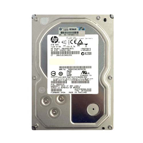 MB2000FBUCL HP 2TB 7200RPM SAS 6Gb/s Hot-Pluggable 3.5-Inch Midline Hard Drive with Tray for ProLiant Servers