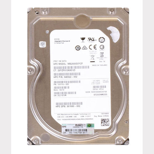MB2000GVYZF HP 2TB 7200RPM SATA 3Gb/s Hot-Pluggable 3.5-Inch Midline Hard Drive with Tray for ProLiant Servers