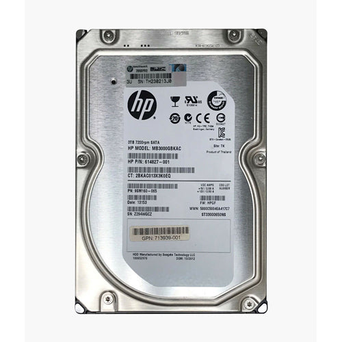 MB3000GBKAC HP 3TB 7200RPM SATA 6Gb/s Hot-Pluggable 3.5-Inch Midline Hard Drive for ProLiant Servers