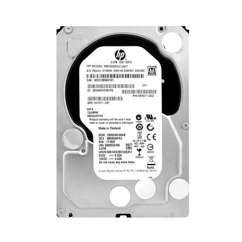 MB3000GCVBT HP 3TB 7200RPM SATA 6Gb/s Hot-Swappable 512n 3.5-Inch Midline Hard Drive for ProLiant Servers