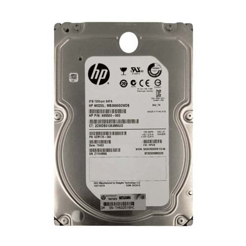 MB3000GCWDB HP 3TB 7200RPM SATA 6Gb/s Hot-Pluggable 3.5-Inch Midline Hard Drive for ProLiant Servers
