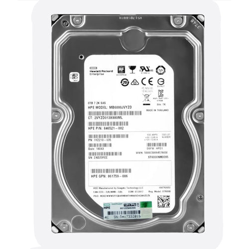 MB6000JVYZD HP 6TB 7200RPM SAS 12Gb/s Hot-Pluggable 512e 3.5-Inch Midline Hard Drive for G7 ProLiant Servers