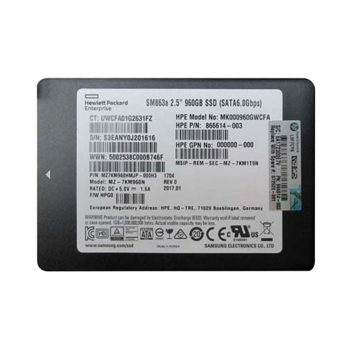 MK000960GWCFA HP 960GB SATA 6Gb/s Hot-Pluggable Mixed Use 3.5-Inch Hybrid Solid State Drive for ProLiant Servers