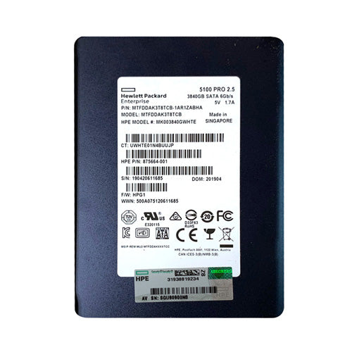 MK003840GWHTE HP 3.84TB SATA 6Gb/s Hot-Pluggable Mixed Use 2.5-Inch Enterprise Solid State Drive for ProLiant Server and Storage Array