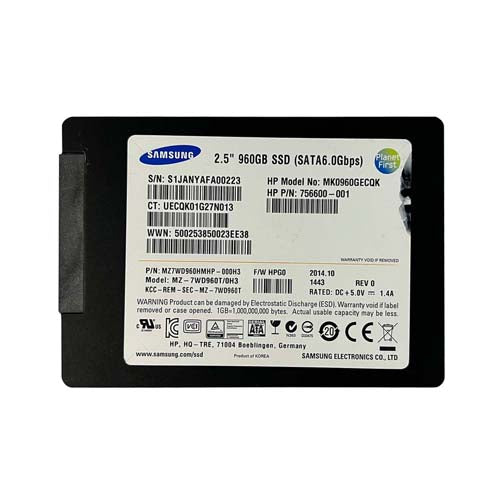 MK0960GECQK HP 960GB SATA 6Gb/s Hot-Pluggable Light Endurance 2.5-Inch Smart Carrier Enterprise Light Solid State Drive for ProLiant Servers