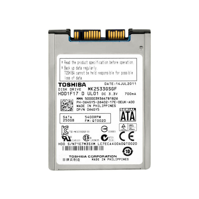 250GB 5400RPM SATA 3Gb/s 16MB Cache 1.8-Inch Hard Drive