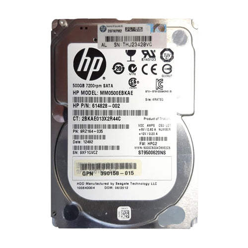MM0500EBKAE HP 500GB 7200RPM SATA 3Gb/s SFF Hot-Pluggable 2.5-inch Midline Hard Drive for Gen1 to Gen7 ProLiant Server