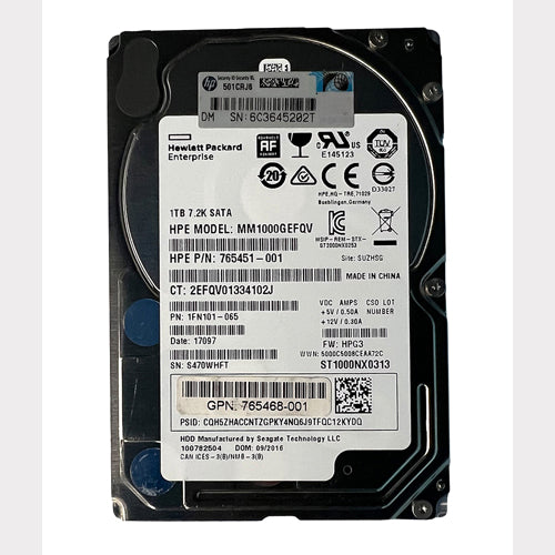 MM1000GEFQV HP 1TB 7200RPM SATA 6Gb/s Hot-Swappable (512e) 3.5-Inch Midine Hard Drive for ProLiant Server & Storage Array