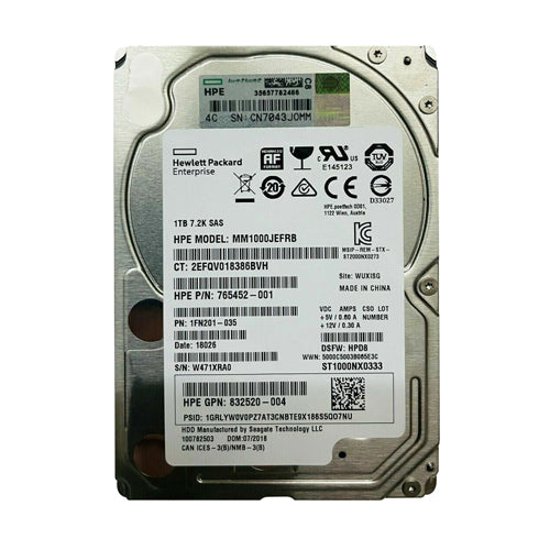 MM1000JEFRB HP 1TB 7200RPM SAS 12Gb/s Hot-Swappable 512e 2.5-Inch Midline Hard Drive