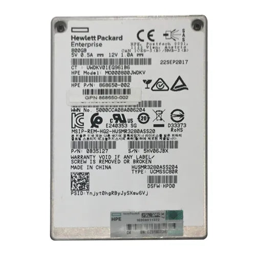 MO000800JWDKV HP 800GB SAS 12Gb/s Mixed Use SFF 2.5-Inch Solid State Drive with Hot Pluggable with Smart Carrier for ProLiant BL460c Gen10