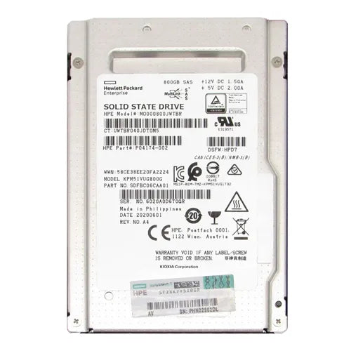 MO000800JWTBR HP 800GB Multi-Level Cell SAS 12Gb/s Hot Swappable Mixed Use SFF 2.5-Inch Solid State Drive with Smart Carrier for ProLiant DL325 Gen10