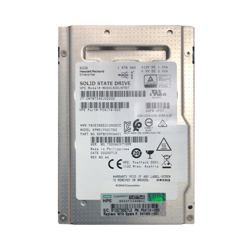 MO001600JWTBT HP 1.6TB Multi-Level Cell SAS 12Gb/s Mixed Use 2.5-Inch Solid State Drive with Smart Carrier for ProLiant DL325 Gen10