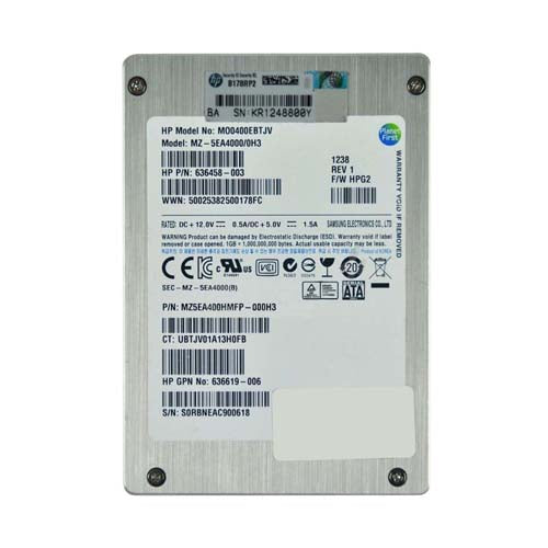 MO0400EBTJV HP 400GB Multi-Level Cell SATA 3Gb/s Hot-Pluggable Mainstream 2.5-Inch Enterprise Solid State Drive for ProLiant Servers