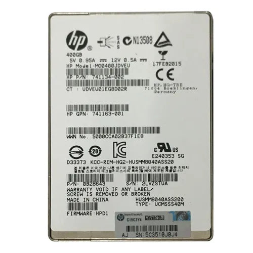MO0400JDVEU HP MSA 400GB SAS 12Gb/s Mainstream Endurance Hot-Swappable 2.5-Inch Enterprise Solid State Drive for ProLiant Servers