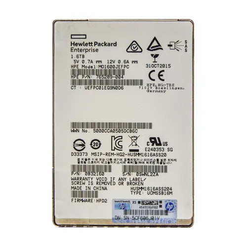 MO1600JEFPC HP MSA 1.6TB SAS 12Gb/s Mainstream Endurance 2.5-Inch Enterprise Solid State Drive for ProLiant Servers and Storage Arrays