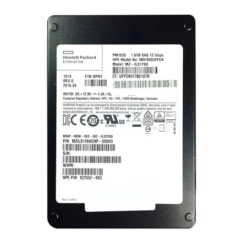 MO1600JFFCK HP 1.6TB SAS 12Gb/s Mixed Use Mainstream Endurance Hot-Swappable 2.5-Inch Solid State Drive with SmartDrive Carrier for ProLiant Servers