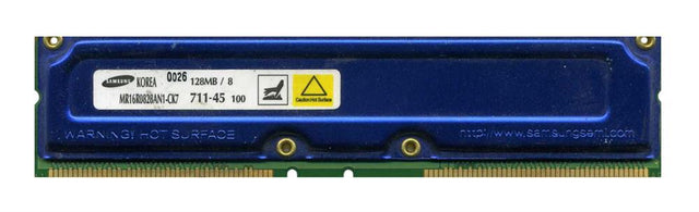 MR16R0828AN1-CK7-1 Samsung Rambus 128MB PC700 700MHz non-ECC 45ns 184-Pin RDRAM RIMM Memory Module