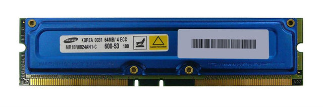 MR18R0824AN1-CK7 Samsung 64MB PC600 600MHz ECC 53NS 184-Pin RDRAM RIMM Memory