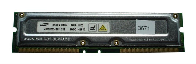 MR18R0824BN1-CK8Q0 Samsung 64MB Rambus PC800 800MHz ECC 184-Pin RDRAM RIMM Memory Module