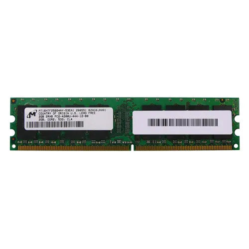 MT16HTF25664AY-53EA1 Micron 2GB DDR2-533MHz PC2-4200 Non-ECC Unbuffered UDIMM CL4 2Rx8 1.8V 240-Pin Memory Module