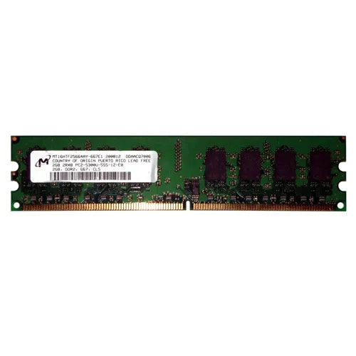 MT16HTF25664AY-667E1 Micron 2GB DDR2-667MHz PC2-5300 Non-ECC Unbuffered UDIMM CL5 2Rx8 1.8V 240-Pin Memory Module