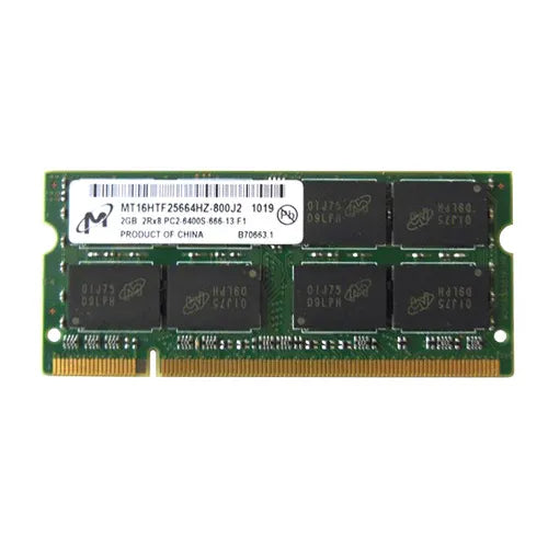 MT16HTF25664HZ-800J2 Micron 2GB DDR2-800MHz PC2-6400 Non-ECC Unbuffered SODIMM CL6 2Rx8 1.8V 200-Pin Memory Module