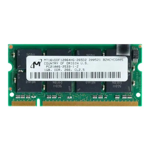 MT16VDDF12864HG-265D2 Micron 1GB DDR-266MHz PC2100 Non-ECC Unbuffered SODIMM CL2.5 2Rx8 2.5V 200-Pin Memory Module