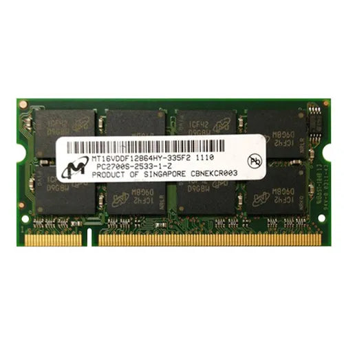 MT16VDDF12864HY-335F2 Micron 1GB DDR-333MHz PC2700 Non-ECC Unbuffered SODIMM CL2.5 2Rx8 2.5V 200-Pin Memory Module