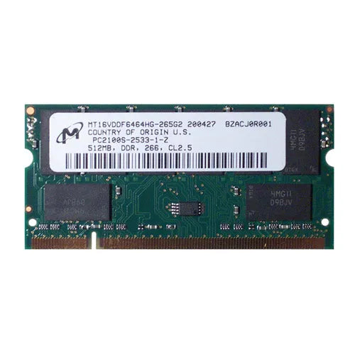 MT16VDDF6464HG-265G2 Micron 512MB DDR-266MHz PC2100 Non-ECC Unbuffered SODIMM CL2.5 2Rx8 2.5V 200-Pin Memory Module