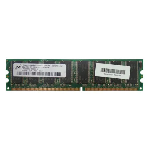 MT16VDDT6464AG-40BG5 Micron 512MB DDR-400MHz PC3200 Non-ECC Unbuffered UDIMM CL3 2Rx8 2.5V 184-Pin Memory Module